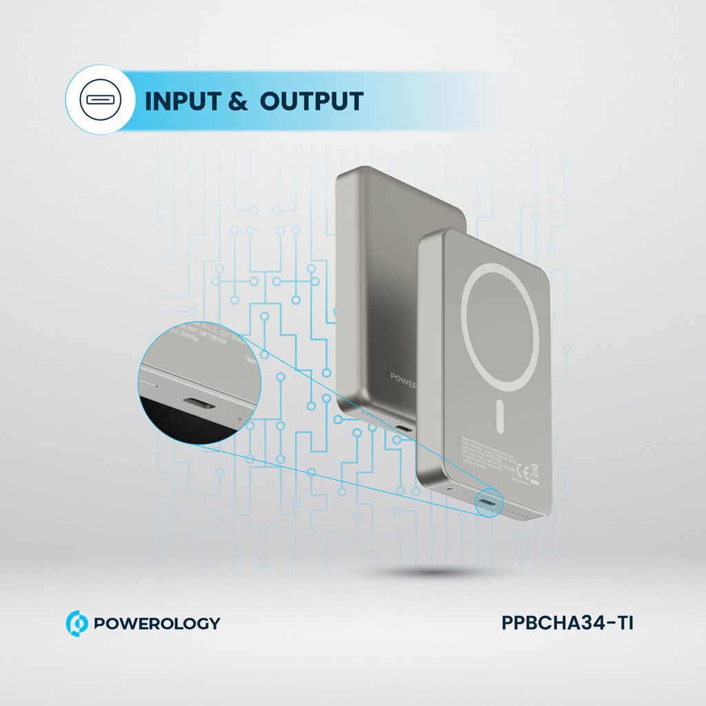 POWEROLOGY 10000MAH MAGSAFE ALUMINIUM POWERBANK TITANIUM PPBCHA34-TITANIUM thumbnail 7