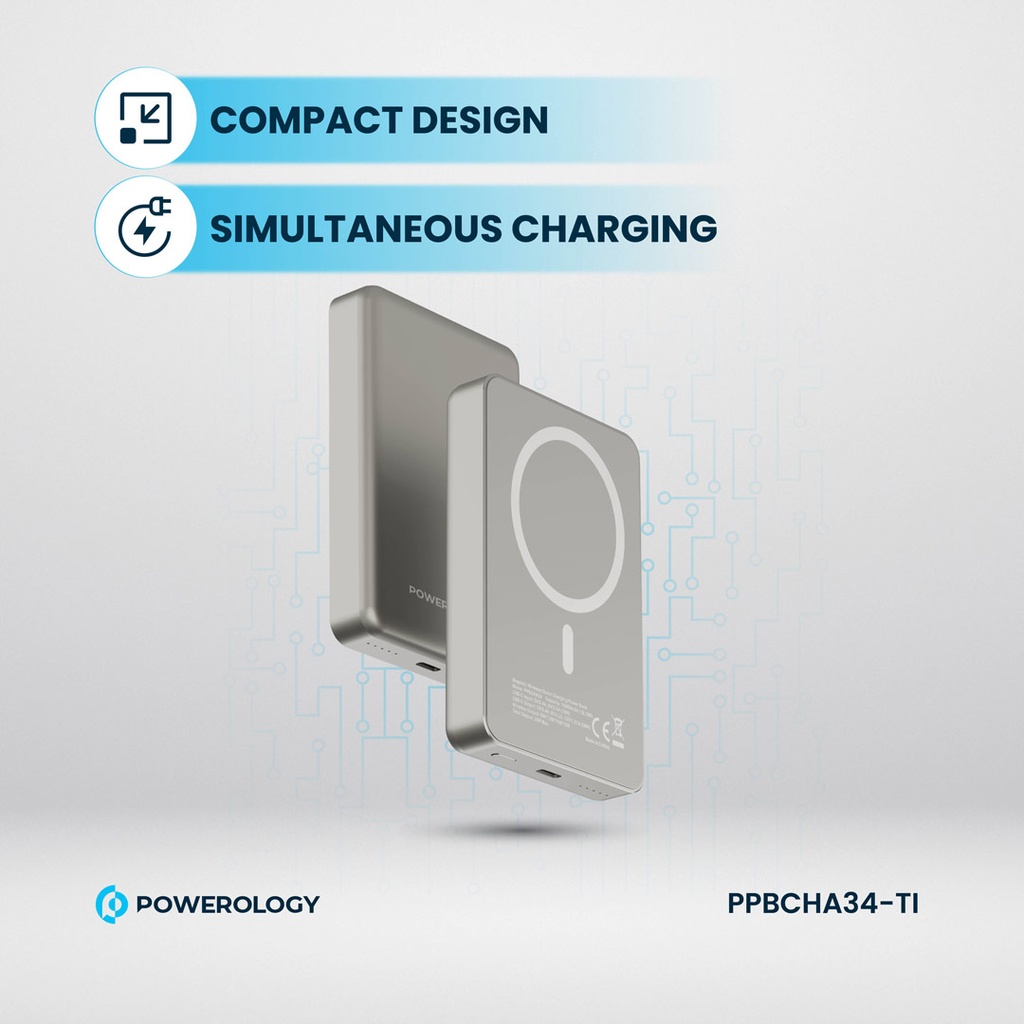 POWEROLOGY 10000MAH MAGSAFE ALUMINIUM POWERBANK TITANIUM PPBCHA34-TITANIUM thumbnail 6
