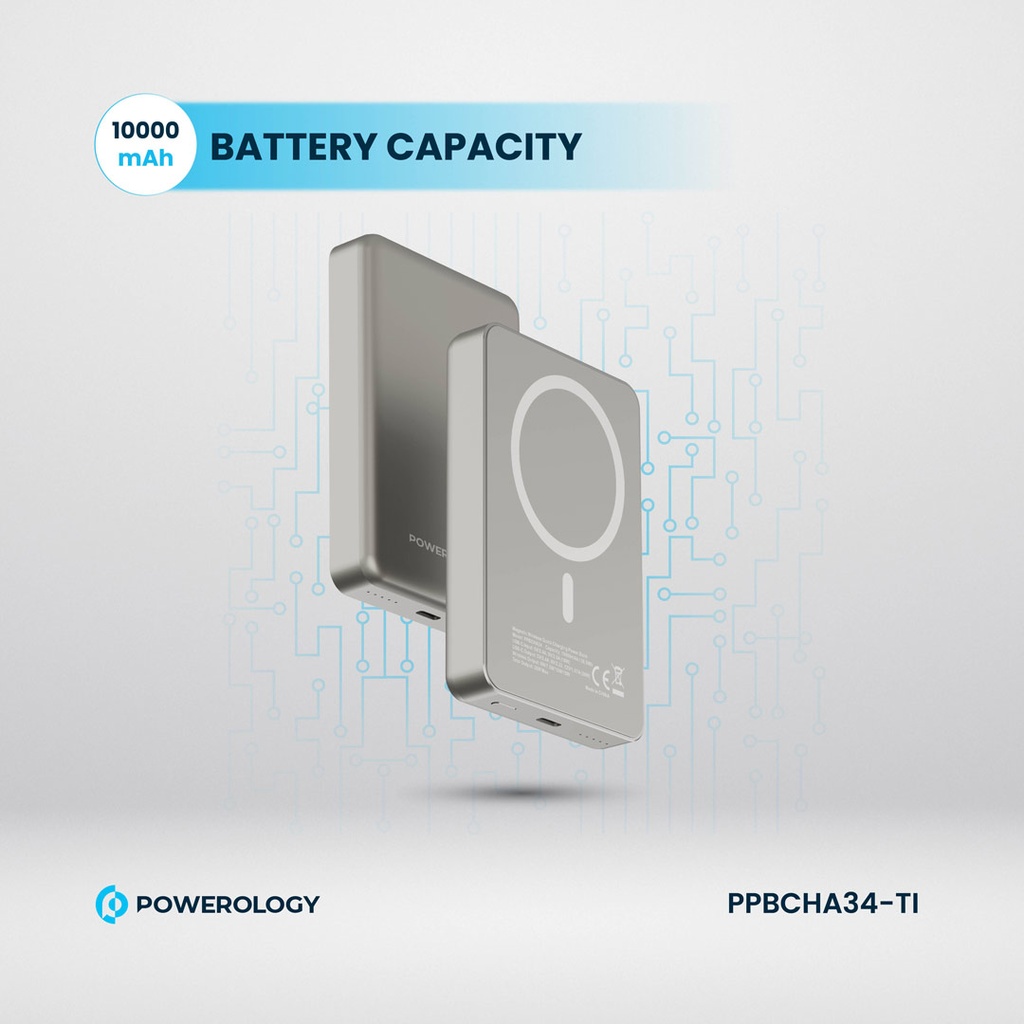 POWEROLOGY 10000MAH MAGSAFE ALUMINIUM POWERBANK TITANIUM PPBCHA34-TITANIUM thumbnail 5