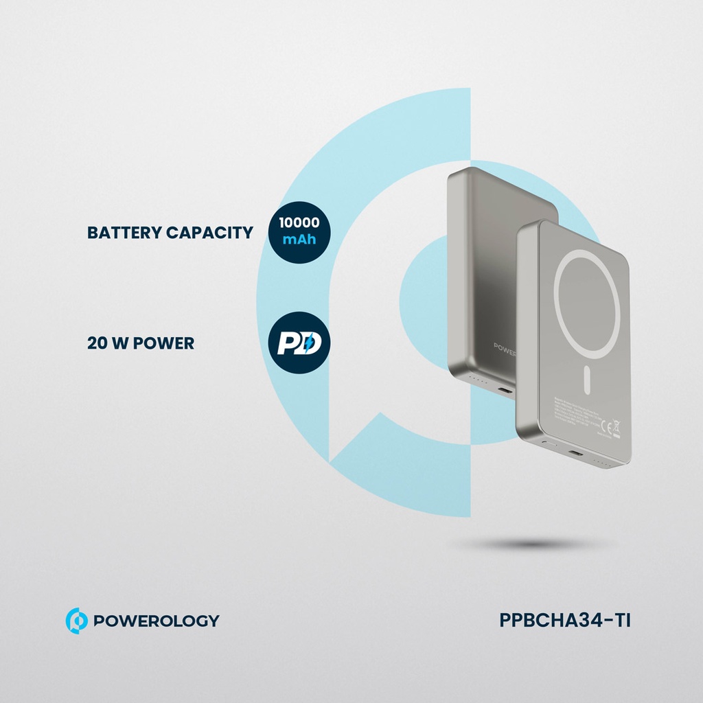 POWEROLOGY 10000MAH MAGSAFE ALUMINIUM POWERBANK TITANIUM PPBCHA34-TITANIUM thumbnail 4