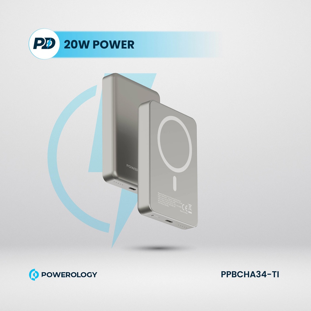POWEROLOGY 10000MAH MAGSAFE ALUMINIUM POWERBANK TITANIUM PPBCHA34-TITANIUM thumbnail 3