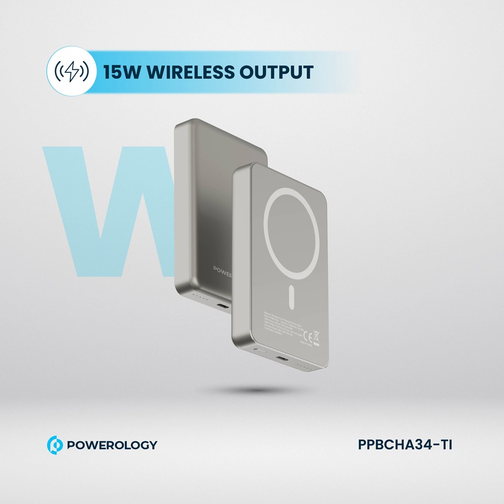 POWEROLOGY 10000MAH MAGSAFE ALUMINIUM POWERBANK TITANIUM PPBCHA34-TITANIUM thumbnail 2