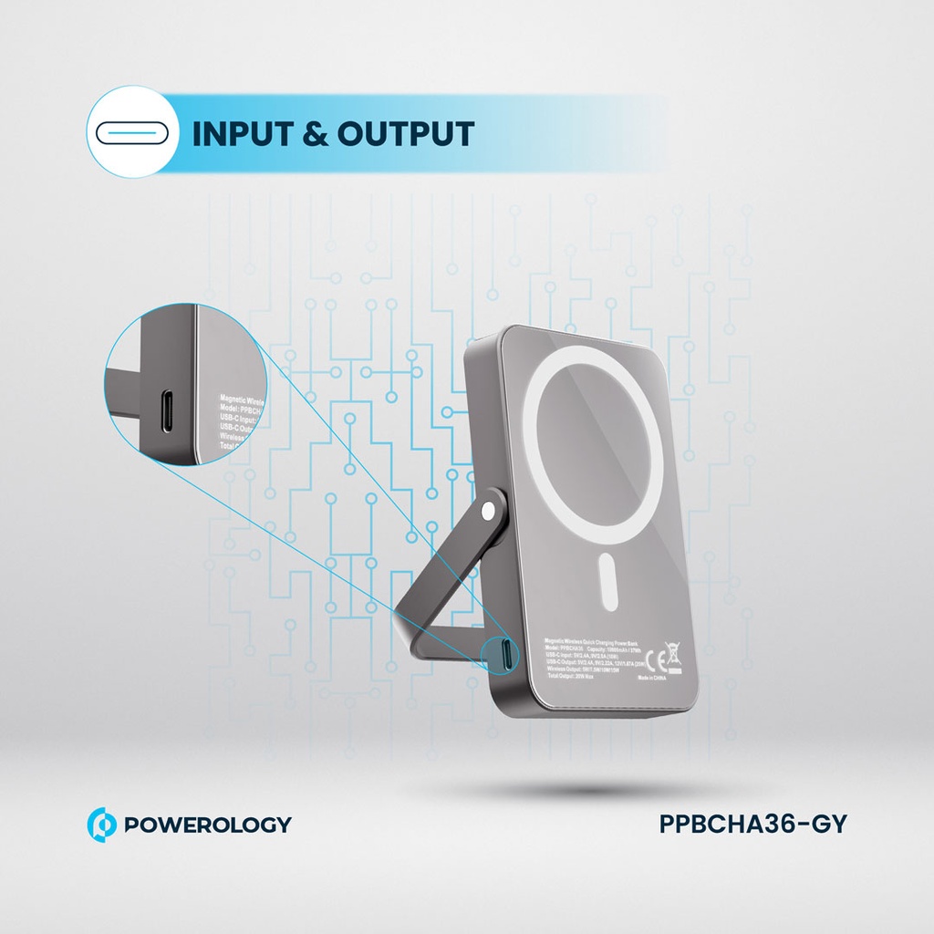 POWEROLOGY 10000MAH GLASS SURFACE MAGSAFE POWERBANK GREY PPBCHA36-GY thumbnail 5