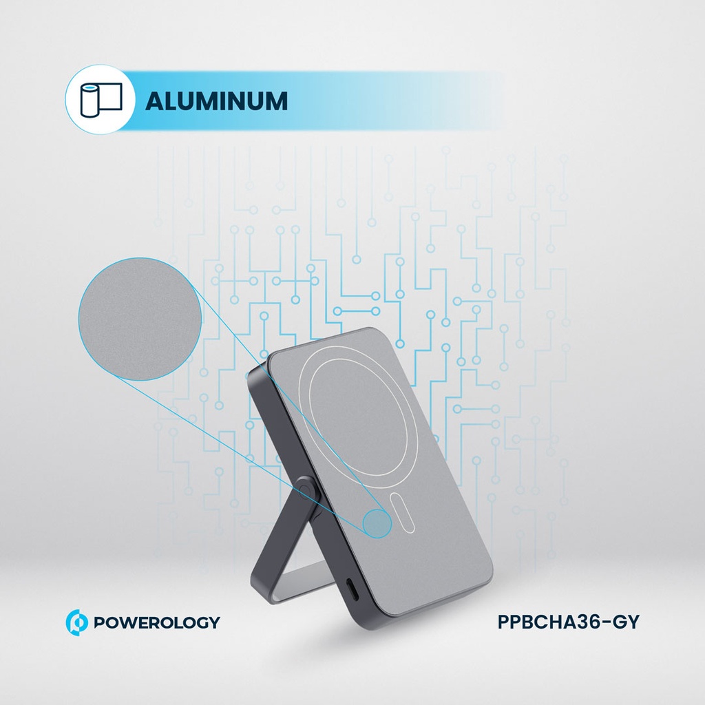 POWEROLOGY 10000MAH GLASS SURFACE MAGSAFE POWERBANK TITANIUM PPBCHA36-TI thumbnail 8