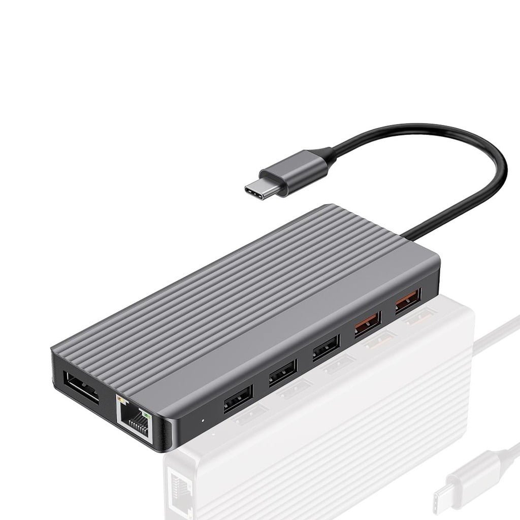 POWEROLOGY 12 IN 1 USB C HUB HDMI TYPE C 100W PD ETHERNET VGA USB SD MICRO SD 3.5 AUX thumbnail 5