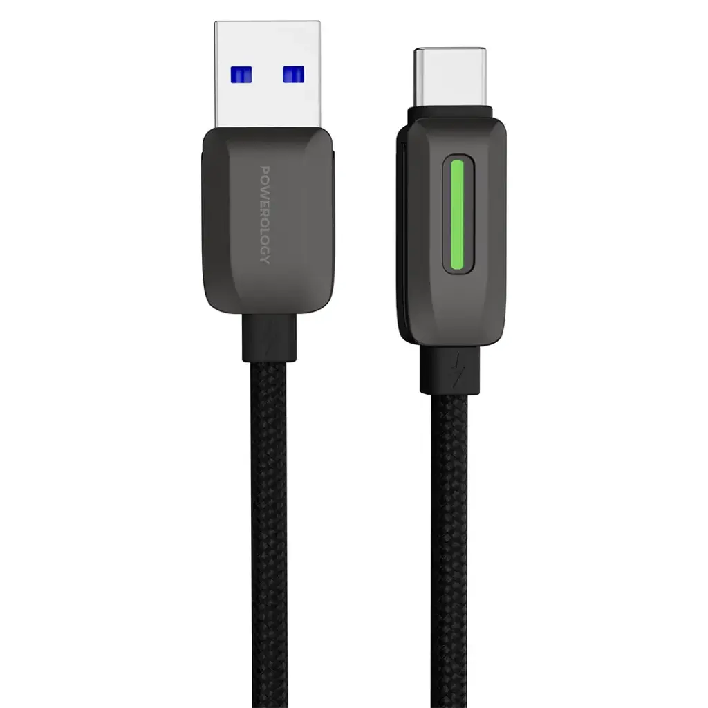 POWEROLOGY 12W BRAIDED USB A TO USB C CABLE BLACK PCABXGH122BK thumbnail 2