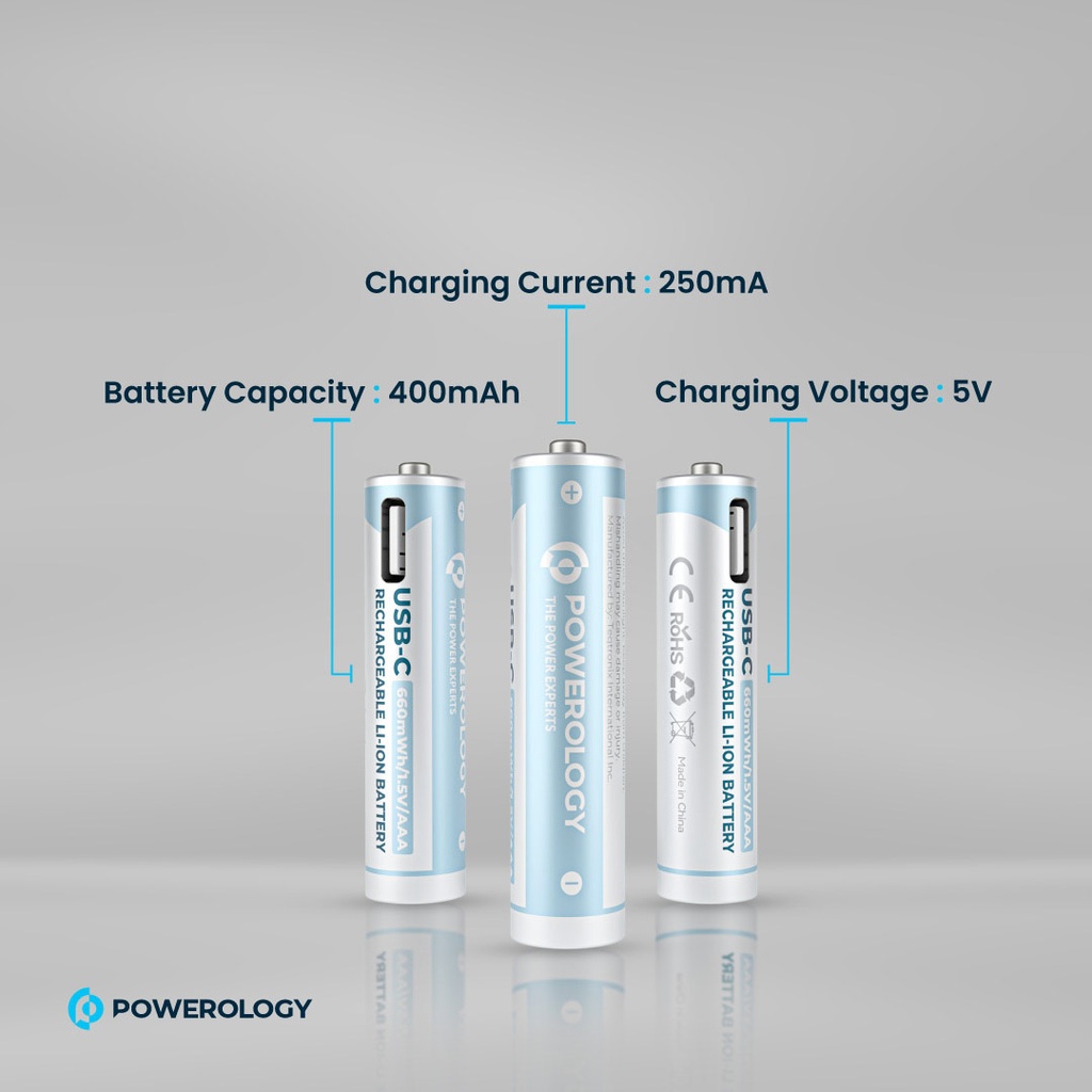POWEROLOGY USB-C RECHARGEABLE LITHIUM BATTERY AA WHITE PAAV2RBT thumbnail 6