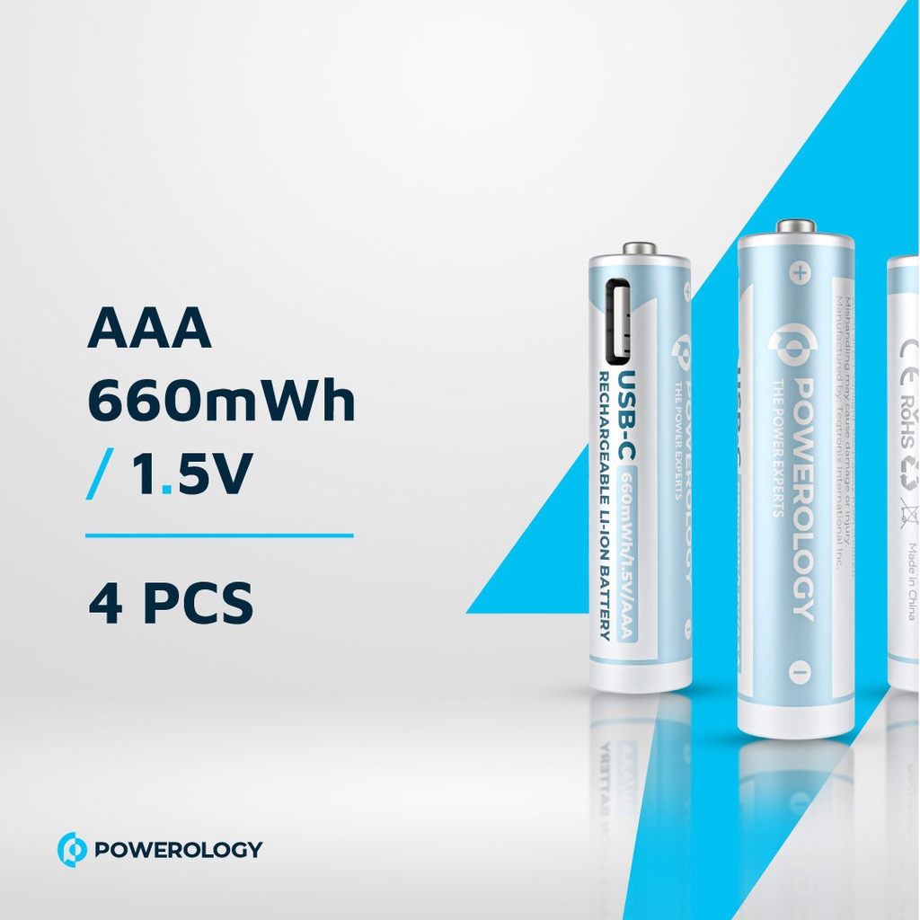POWEROLOGY USB-C RECHARGEABLE LITHIUM BATTERY AA WHITE PAAV2RBT thumbnail 5
