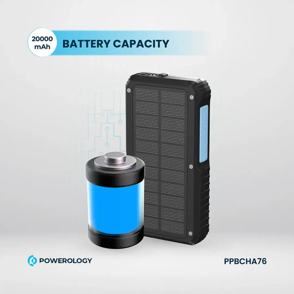 POWEROLOGY 20000MAH SOLAR WIRELESS CHARGING POWERBANK BLACK PPBCHA76 thumbnail 7