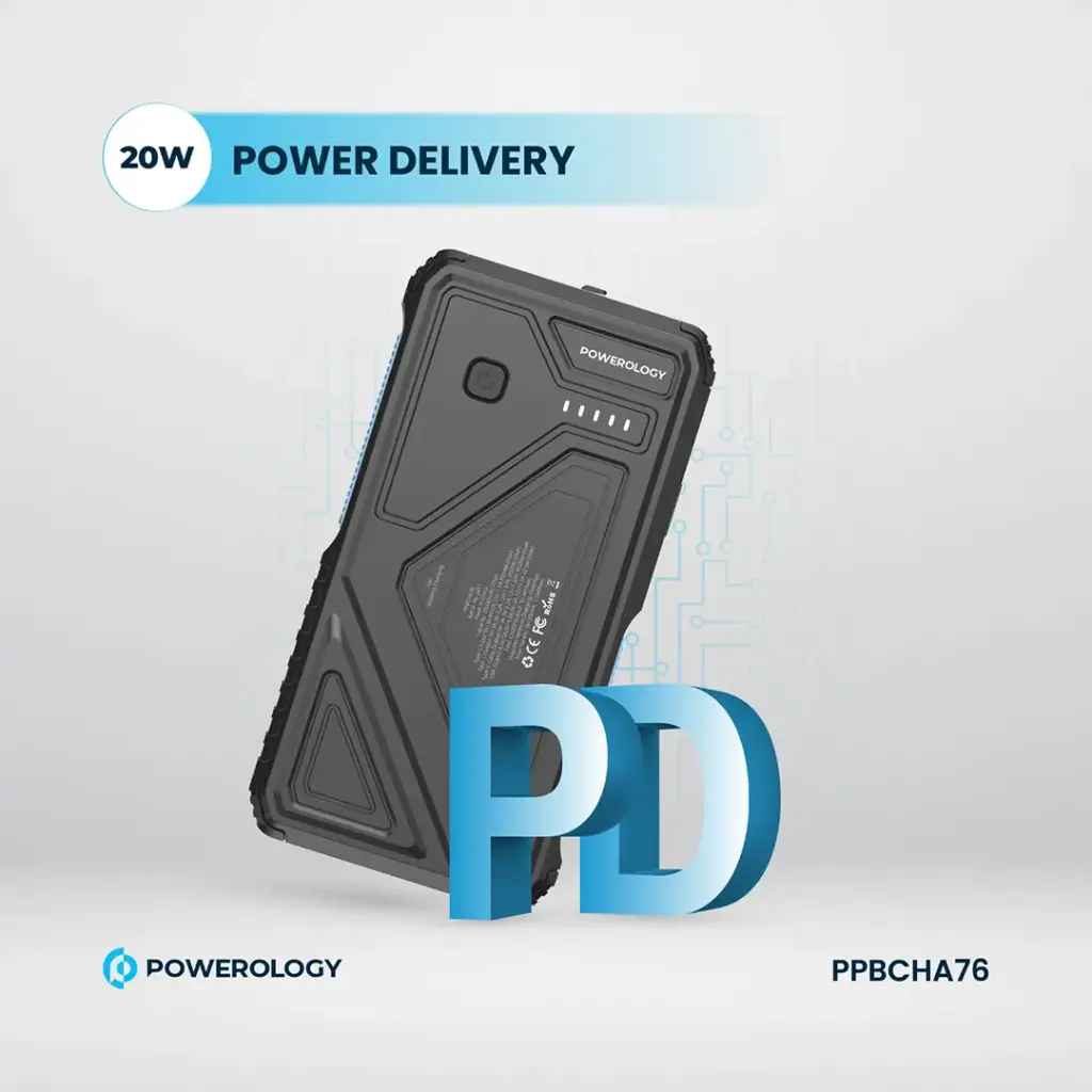 POWEROLOGY 20000MAH SOLAR WIRELESS CHARGING POWERBANK BLACK PPBCHA76 thumbnail 5