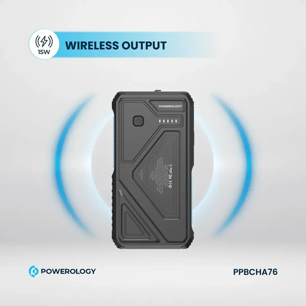 POWEROLOGY 20000MAH SOLAR WIRELESS CHARGING POWERBANK BLACK PPBCHA76 thumbnail 3