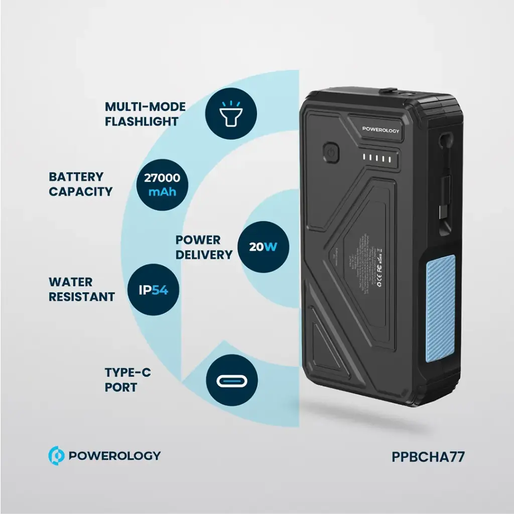 POWEROLOGY 27000MAH SOLAR WIRELESS CHARGING POWERBANK BLACK PPBCHA77 thumbnail 2