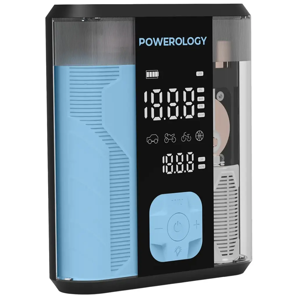 POWEROLOGY 3 IN 1 JUMP STARTER & TIRE INFLATOR BLACK/BLUE PPBCHA96BKBU thumbnail 2