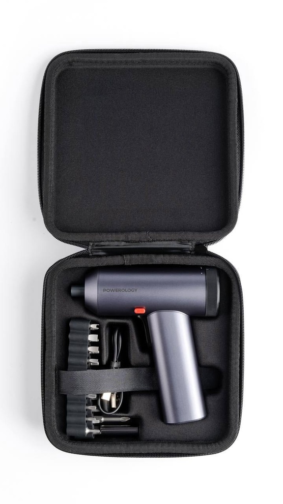 POWEROLOGY 30 BITS ELECTRIC SCREWDRIVER GUN WITH BUILT IN LED LIGHTS GREY P30IN1CSS thumbnail 4