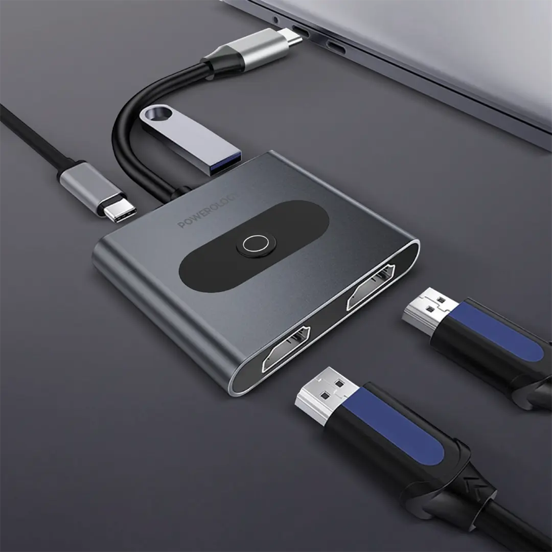 POWEROLOGY 4 IN 1 USB C MULTI FUNCTION HUB PWFX2508AGY thumbnail 3