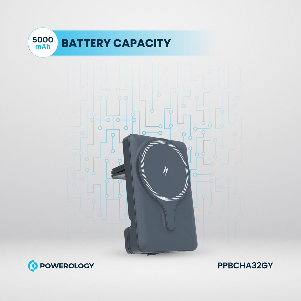 POWEROLOGY 5000MAH POWER BANK MAGSAFE CHARING AIR-VENT MOUNT 20PD GRAY PPBCHA32GY thumbnail 9