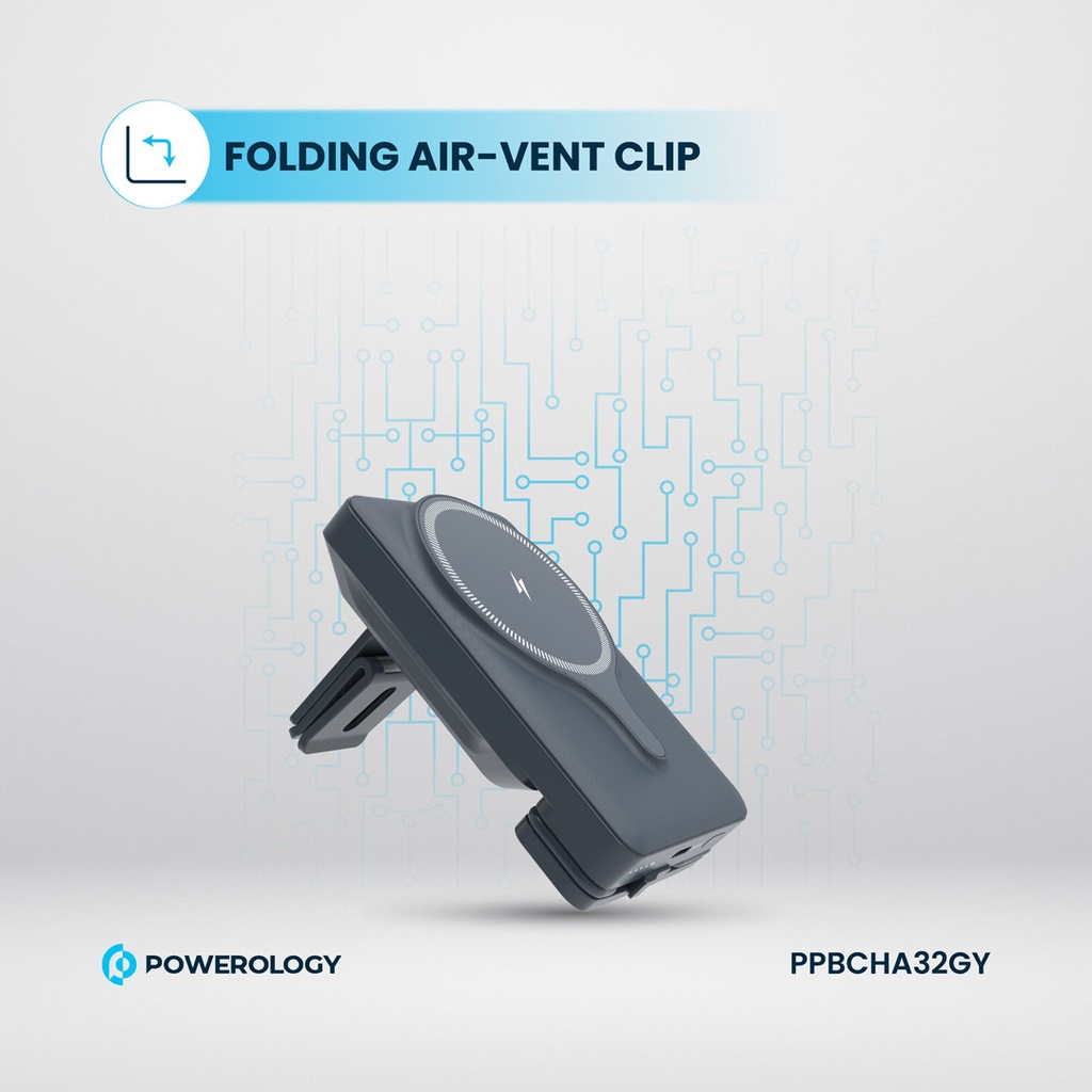 POWEROLOGY 5000MAH POWER BANK MAGSAFE CHARING AIR-VENT MOUNT 20PD GRAY PPBCHA32GY thumbnail 8