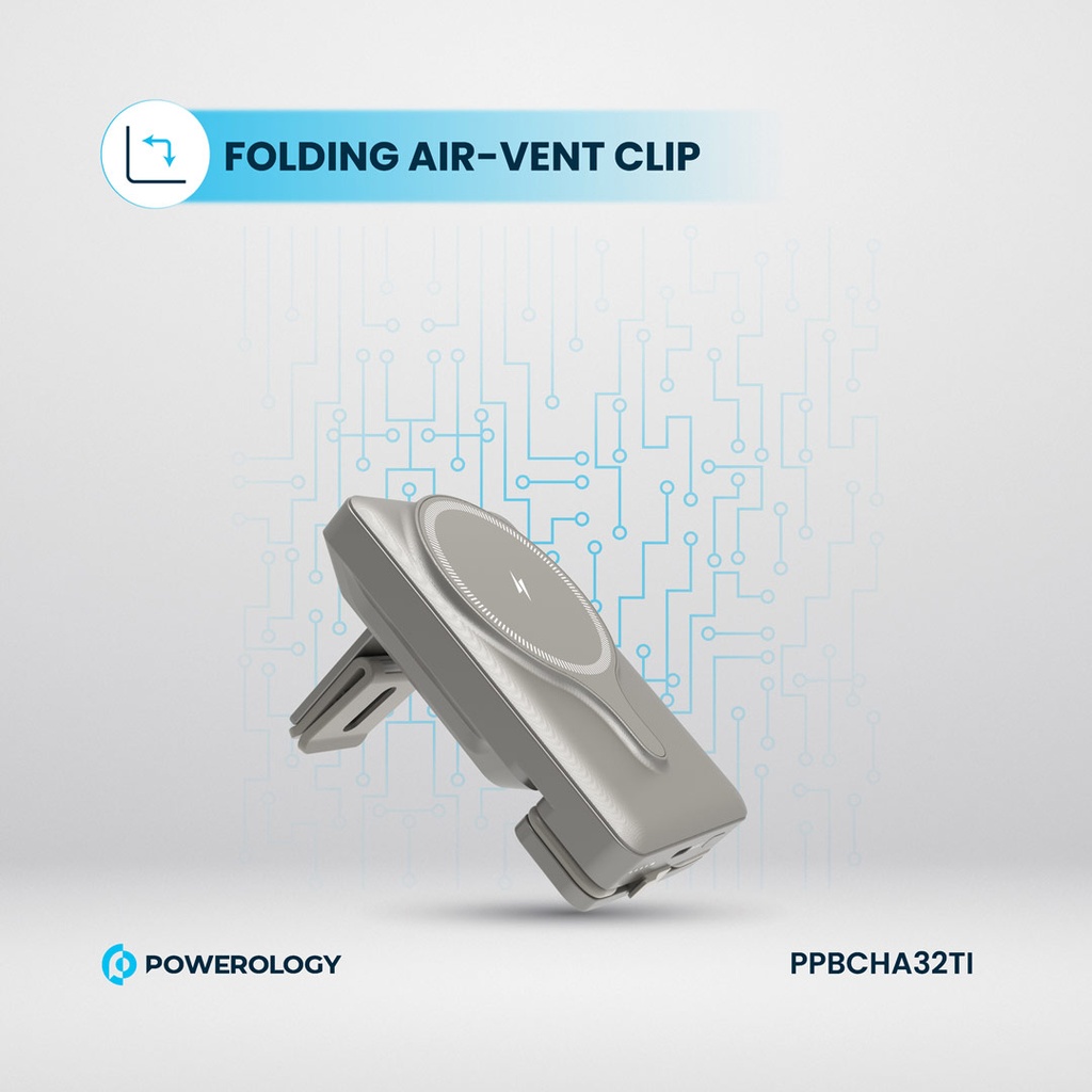 POWEROLOGY 5000MAH POWER BANK MAGSAFE CHARING AIR-VENT MOUNT 20PD TITANIUM PPBCHA32TI thumbnail 7