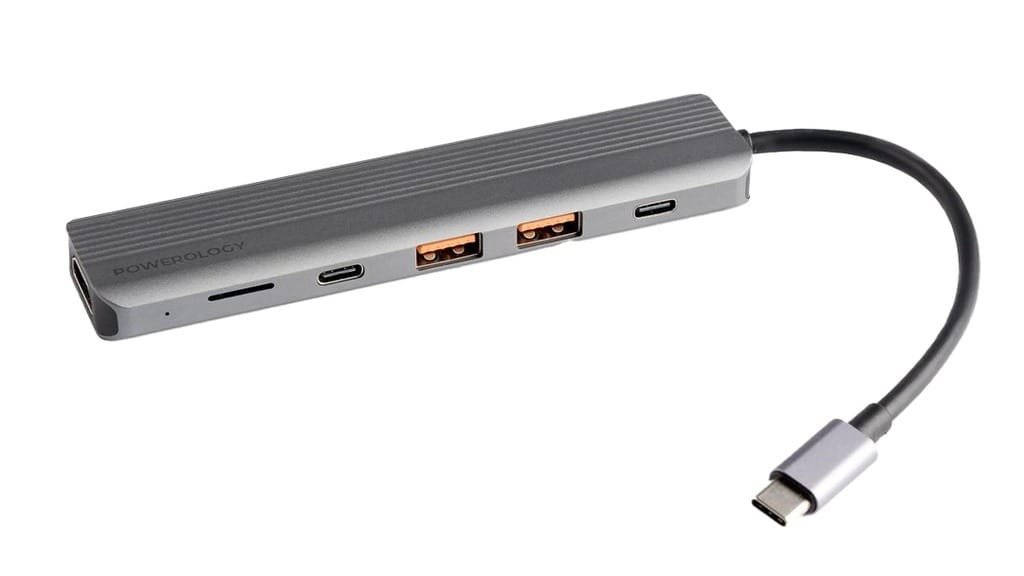 POWEROLOGY 6 IN 1 SLIM 4K HDMI USB C HUB PD 100W USB MICRO SD GRAY P61HBCGY thumbnail 4