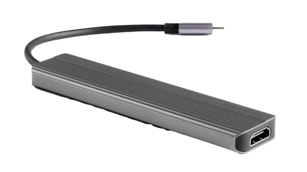POWEROLOGY 6 IN 1 SLIM 4K HDMI USB C HUB PD 100W USB MICRO SD GRAY P61HBCGY thumbnail 3