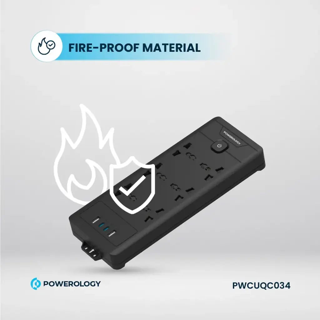 POWEROLOGY 6AC 2500W POWER STRIP BLACK PWCUQC034 thumbnail 7