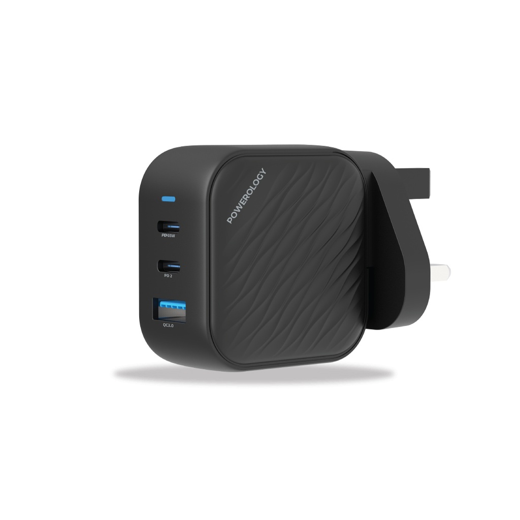 POWEROLOGY 65W GAN ULTIMATE DUAL PD CHARGER BLACK