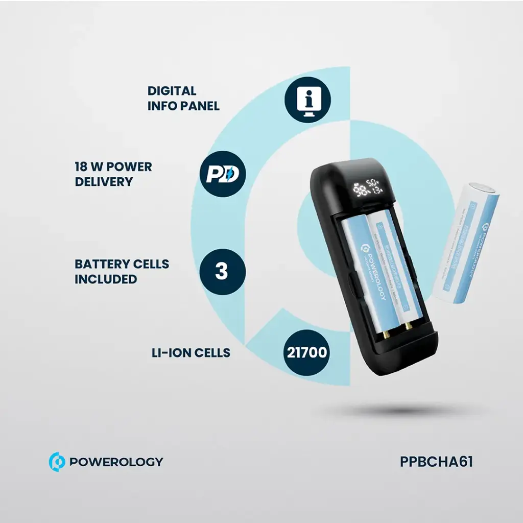 POWEROLOGY DIY CELL 10000+5000MAH POWERBANK BLACK PPBCHA61 thumbnail 9