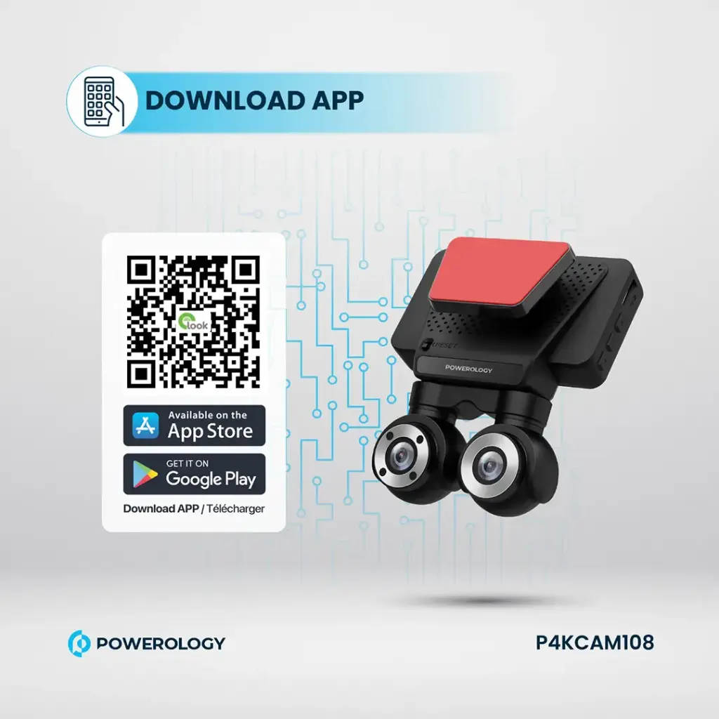 POWEROLOGY 4K DUAL LENS DASH CAMERA BLACK P4KCAM108 thumbnail 5