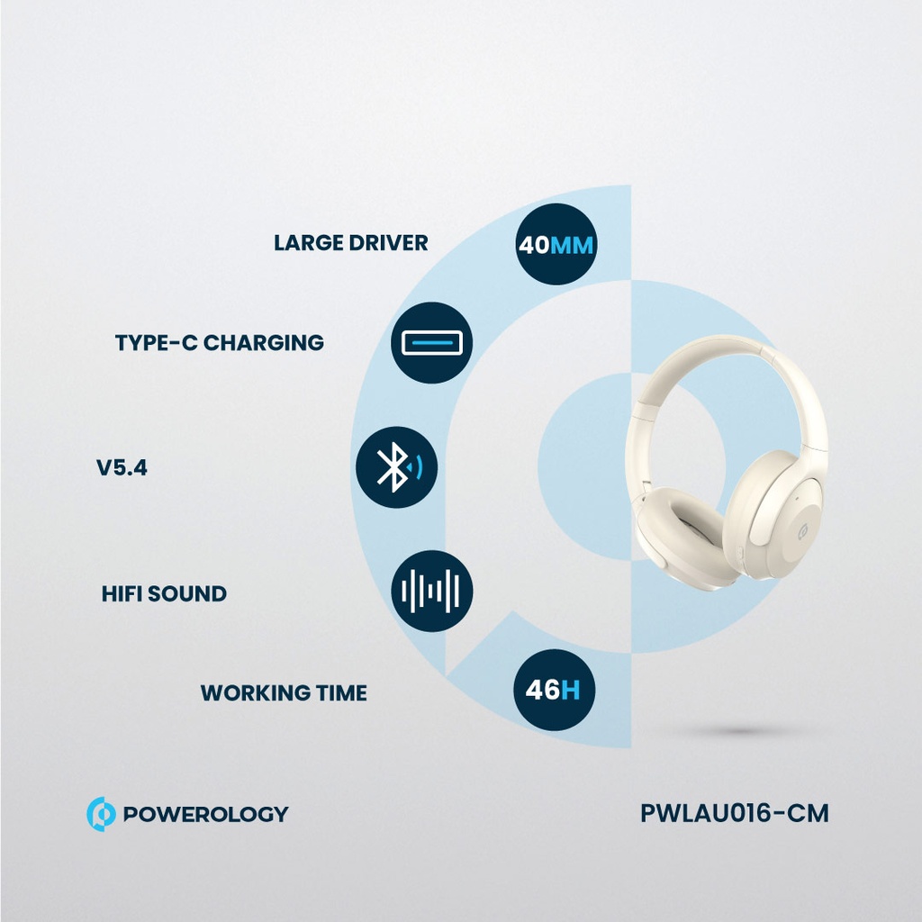 POWEROLOGY HYBRID ANC HEADPHONE CREAM PWLAU016-CM thumbnail 8
