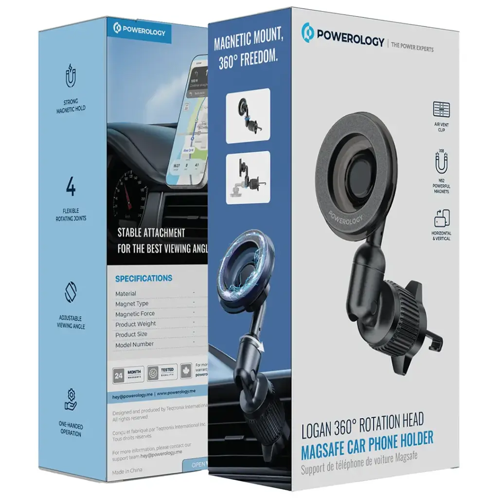 POWEROLOGY LOGAN 360 ROTATION HEAD MAGSAFE CAR PHONE HOLDER BLACK PWS16BK thumbnail 3