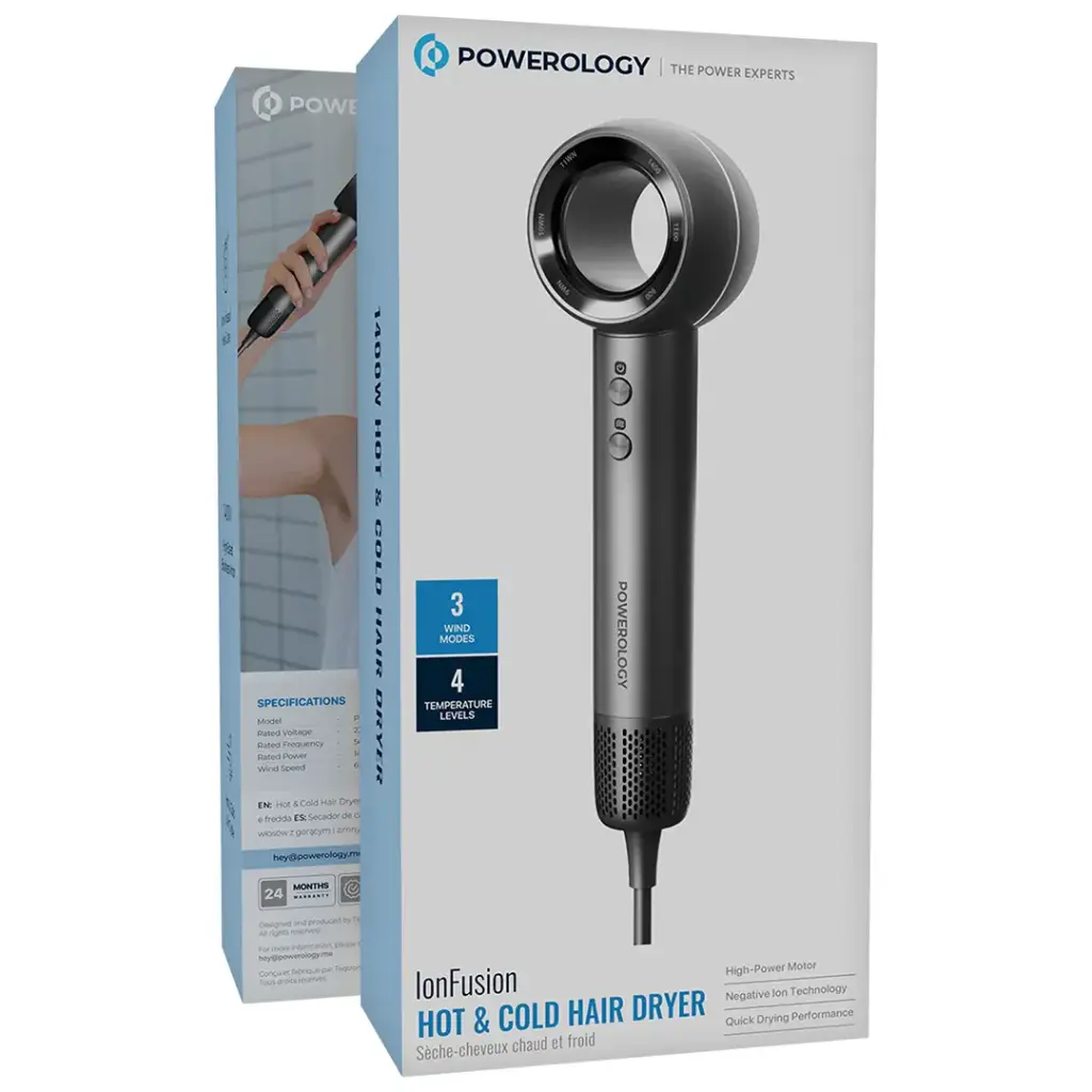 POWEROLOGY LONFUSION HOT  COLD HAIR DRYER-GREY PXMLV10GR thumbnail 3