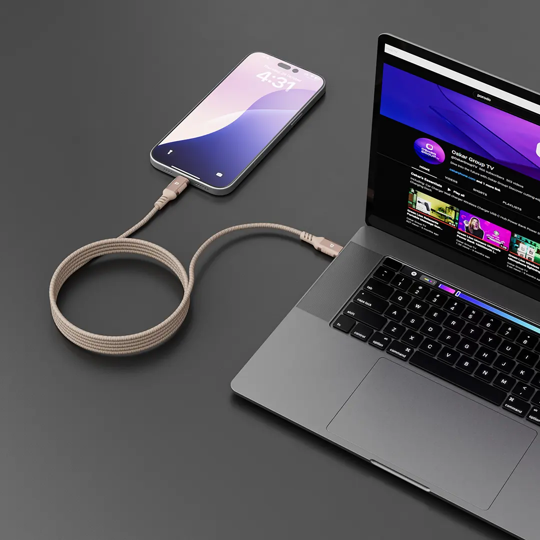 POWEROLOGY MAGLINK WEAVE MAGNETIC USB C TO LIGHTNING CABLE 1.2M BLACK PCAB025GY thumbnail 2