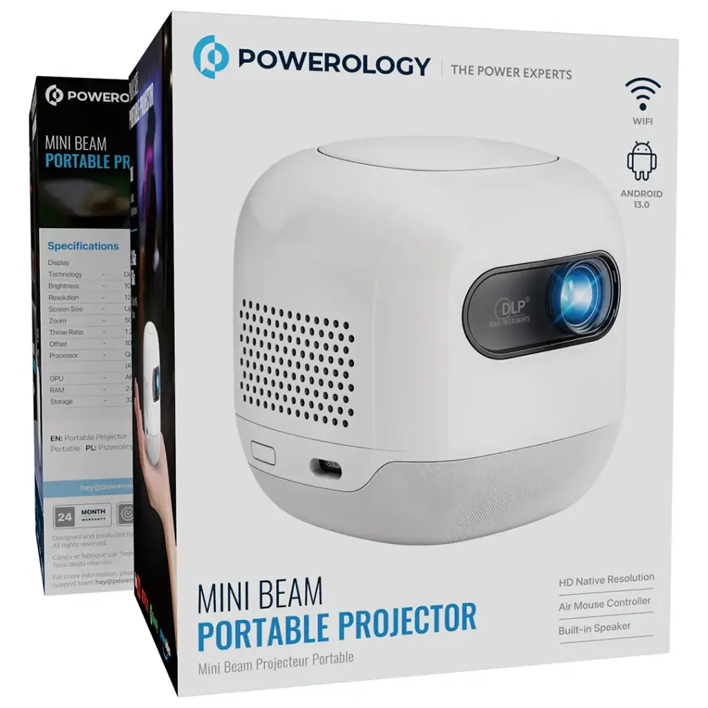 POWEROLOGY MINI BEAM PORTABLE PROJECTOR WHITE PWMPM2WH thumbnail 3