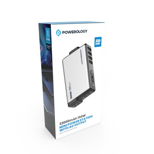 POWEROLOGY 32000MAH 150W MINI POWER STATION WITH AC OUTPUT GREY PPBCHA31 thumbnail 3