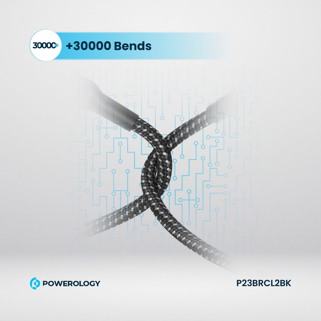 POWEROLOGY BRAIDED USB C TO LIGHTNING CABLE PD60W 2M BLACK P23BRCL2BK thumbnail 4