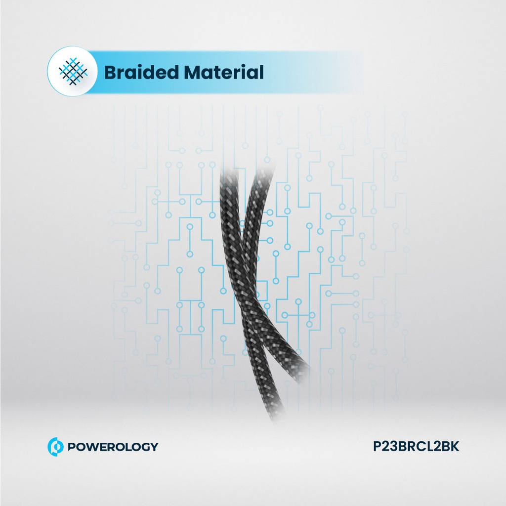 POWEROLOGY BRAIDED USB C TO LIGHTNING CABLE PD60W 2M BLACK P23BRCL2BK thumbnail 3