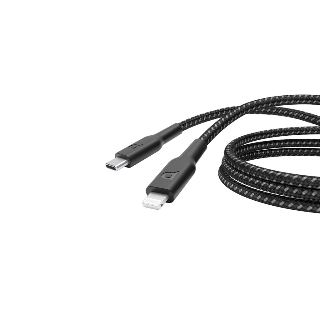 POWEROLOGY BRAIDED USB C TO LIGHTNING CABLE PD60W 2M BLACK P23BRCL2BK thumbnail 2