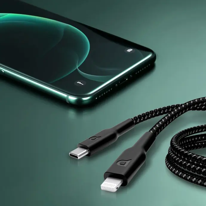 POWEROLOGY BRAIDED USB C TO LIGHTNING CABLE PD60W 2M BLACK P23BRCL2BK thumbnail 7