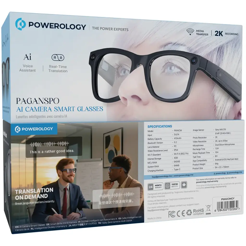 POWEROLOGY PANGANSPO AL CAMERA SMART GLASSES GREY PWAICMGY thumbnail 3