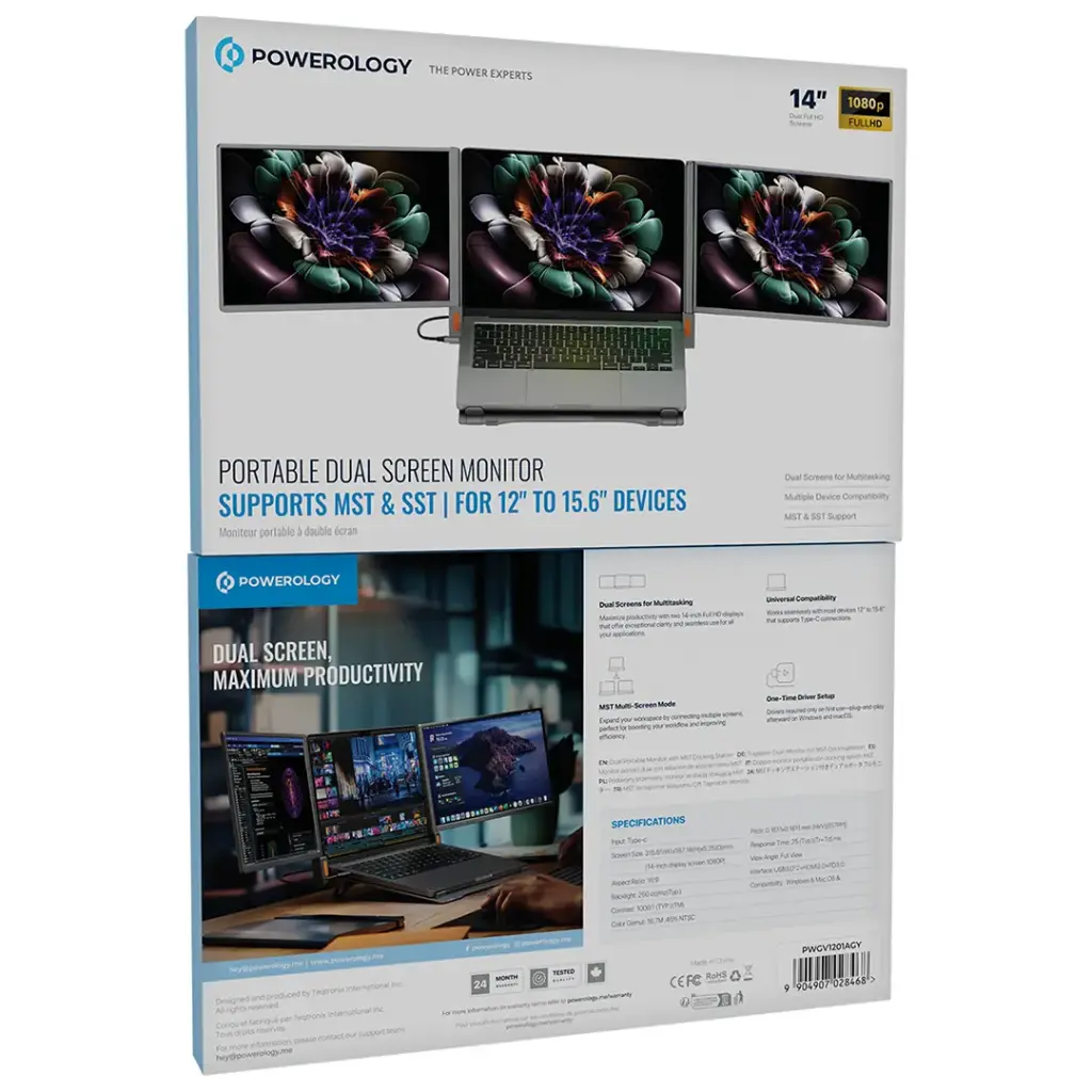POWEROLOGY DUAL PORTABLE MONITOR WITH MST DOCKING STATION GREY PWGV1201AGY thumbnail 5
