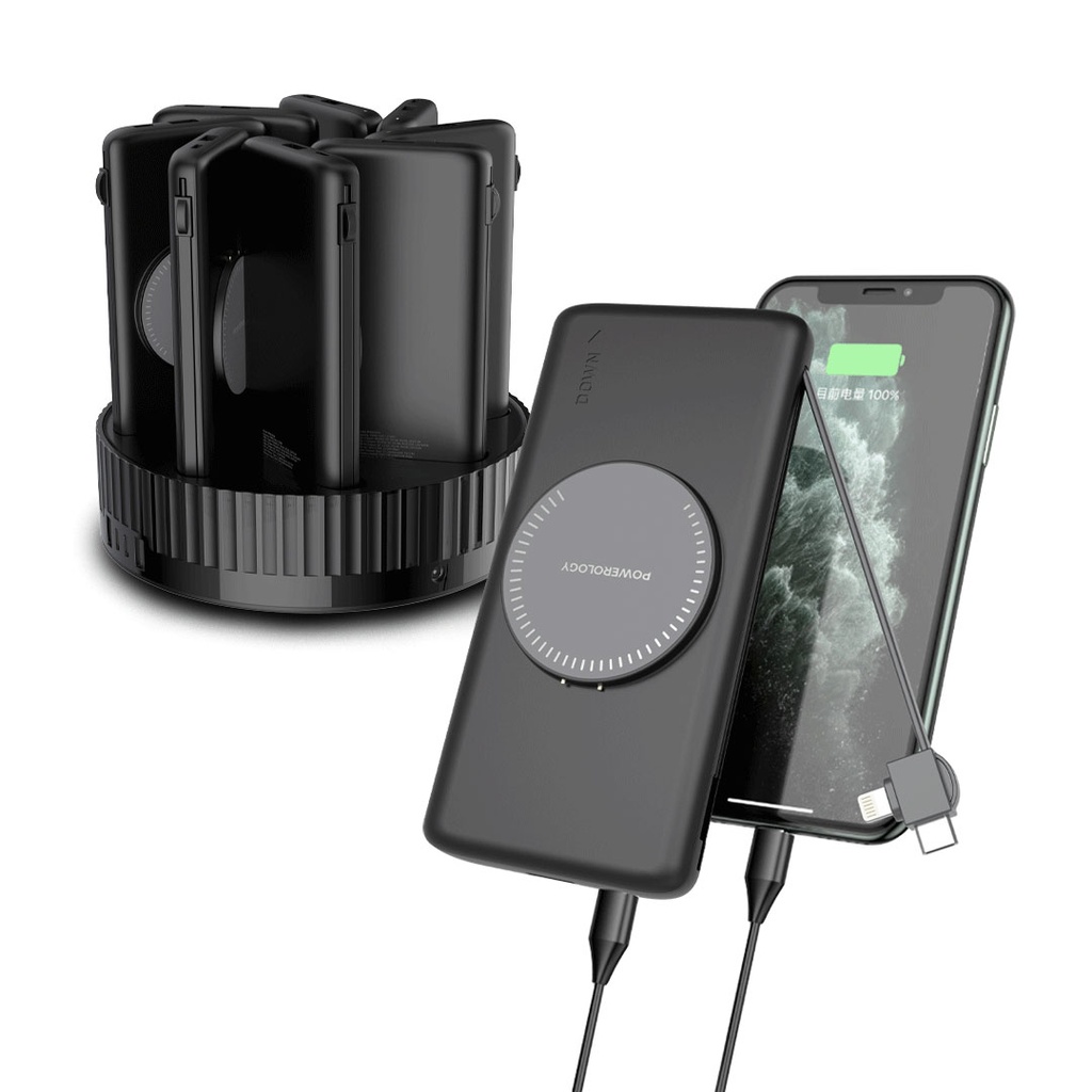 POWEROLOGY 8 IN 1 STATION 10000MAH PD 120W QC WIRELESS POWER BANK WHITE PPBCHA2681WH thumbnail 3