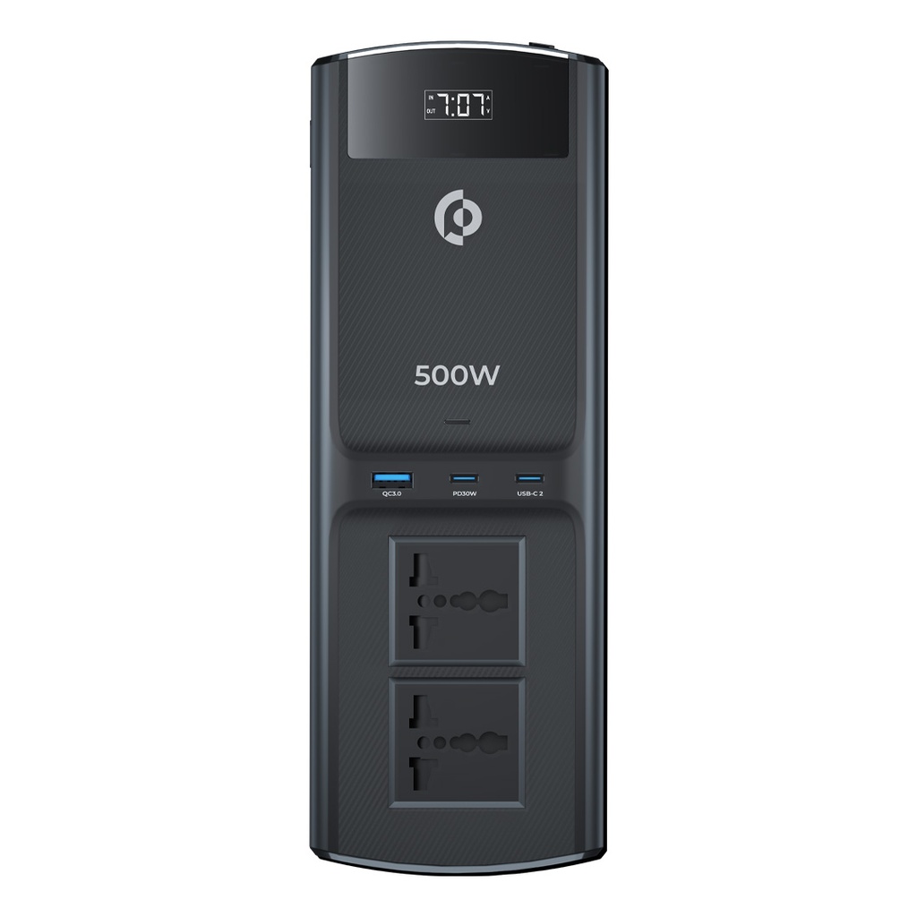 POWEROLOGY 500W UNIVERSAL MULTIPORT CAR INVERTER WITH DUAL USB C OUTPUT BLACK PCCSR008-BK