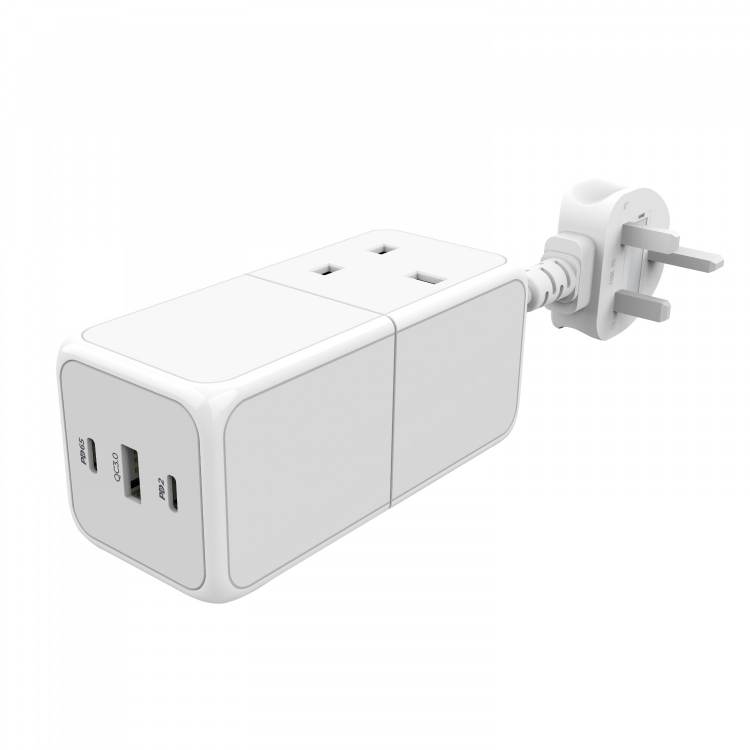 POWEROLOGY 65W POWER STIP WITH DUAL POWER SOCKET WHITE PWPS65W-WH thumbnail 3