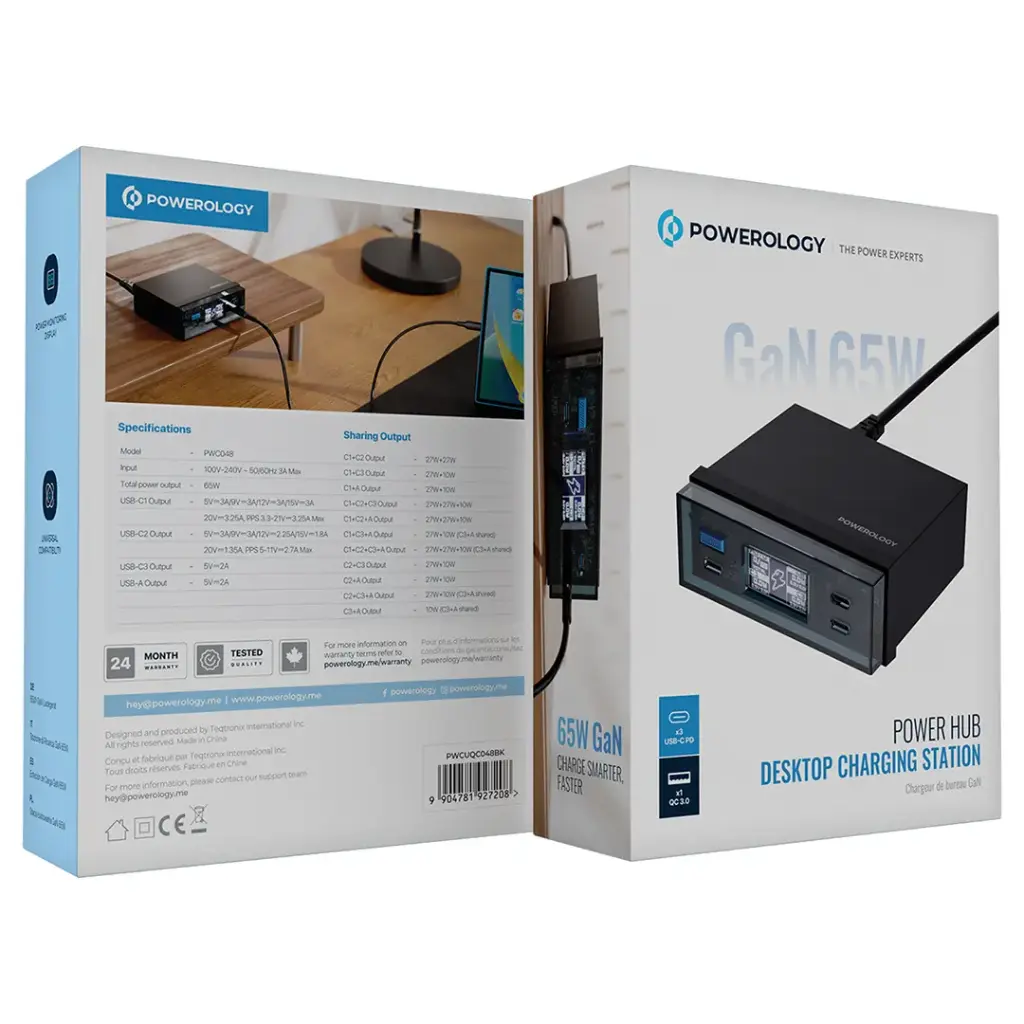POWEROLOGY POWER HUB DESKTOP CHARGING STATION BLACK PWCUQC048BK thumbnail 4