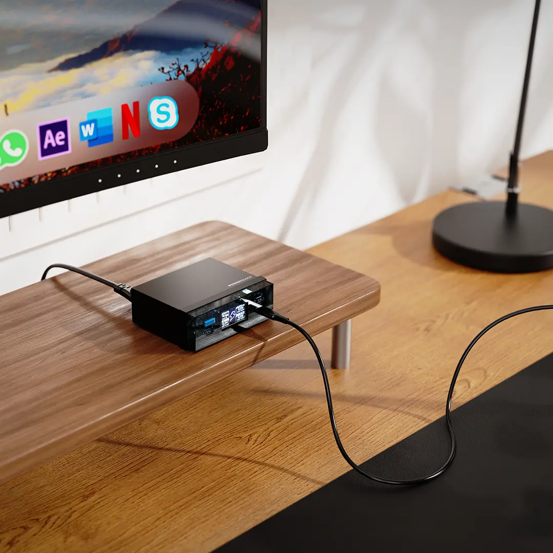POWEROLOGY POWER HUB DESKTOP CHARGING STATION BLACK PWCUQC048BK thumbnail 3