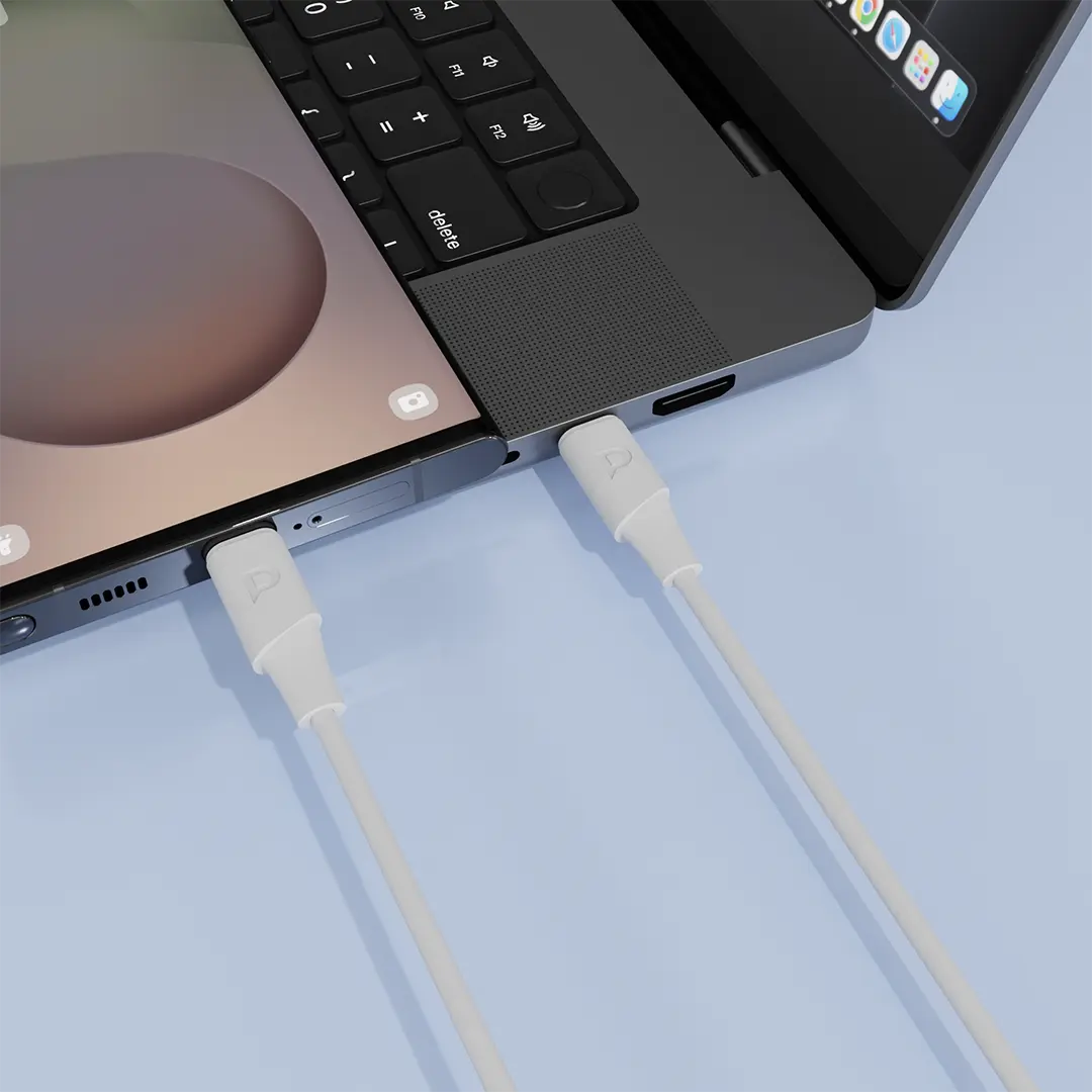 POWEROLOGY POWER SYNC FLEX USB C TO USB C CABLE 1.2M WHITE PCAB014WH thumbnail 2