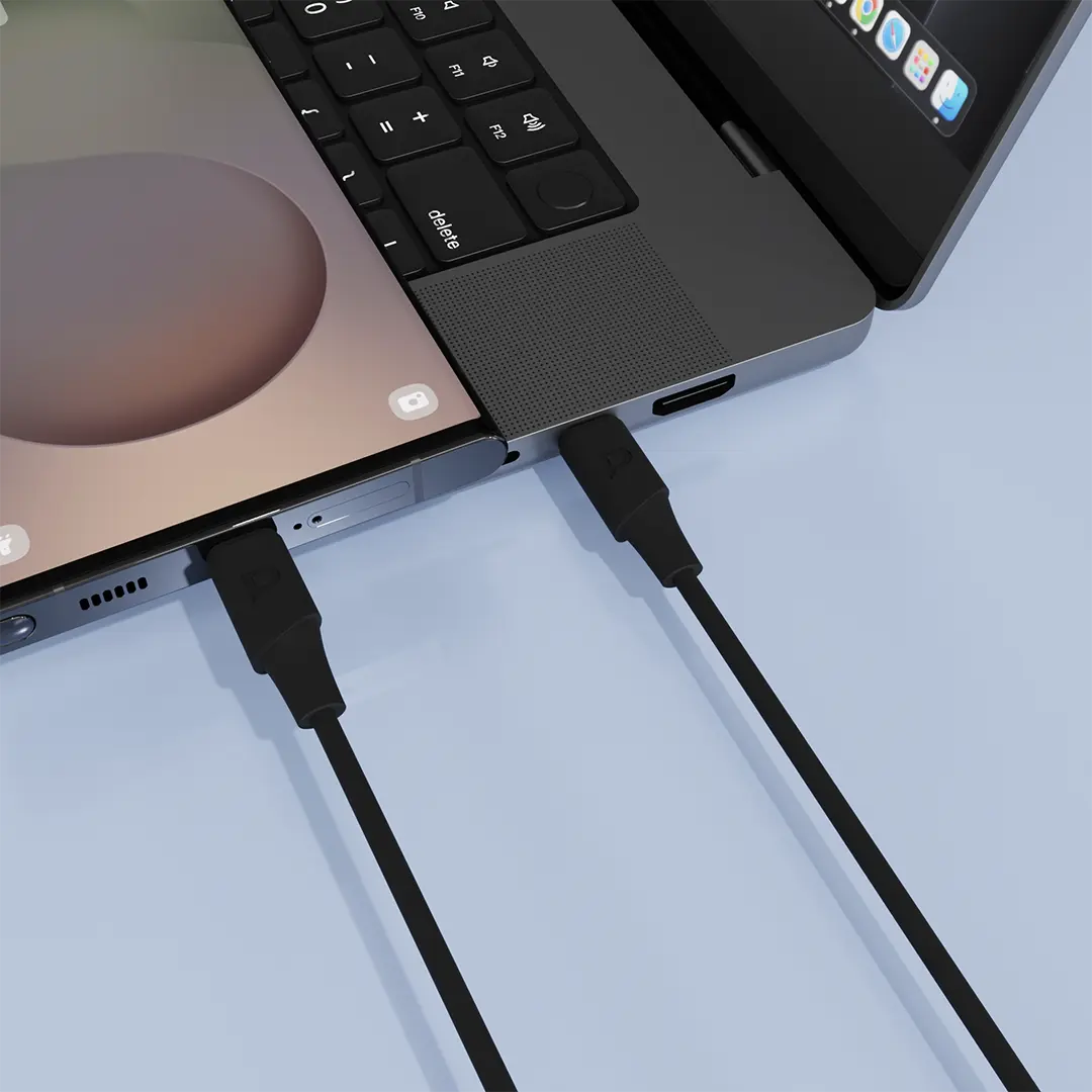 POWEROLOGY POWER SYNC FLEX USB C TO USB C CABLE 1.2M BLACK PCAB014BK thumbnail 2
