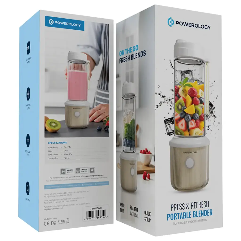 POWEROLOGY PRESS AND REFRESH PORTABLE BLENDER WHITE PSM013WH thumbnail 2