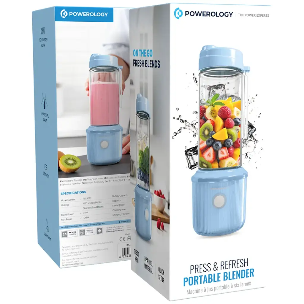 POWEROLOGY PRESS  REFRESH PORTABLE BLENDER LIGHT BLUE PSM013LTBU thumbnail 3
