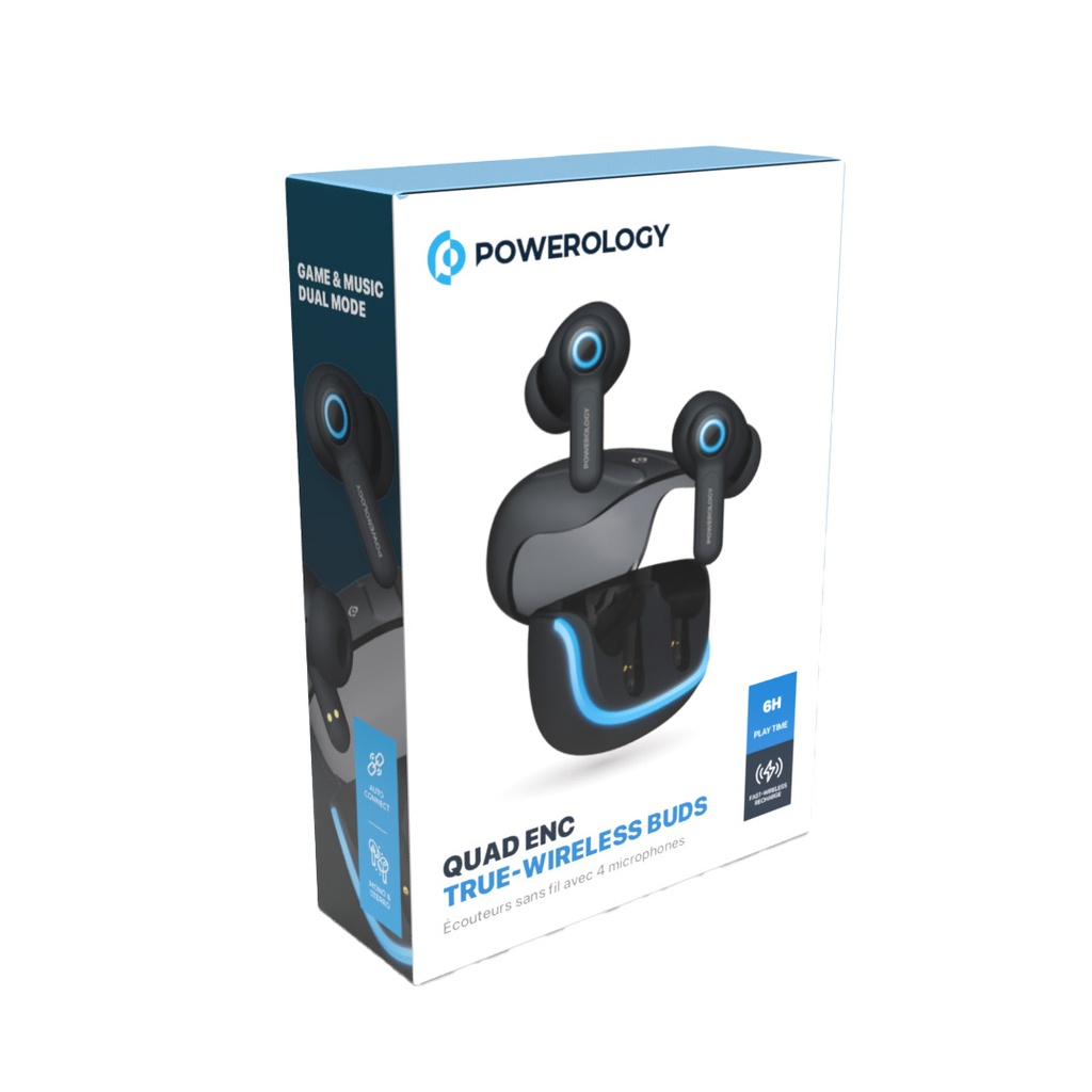 POWEROLOGY QUAD ENC TRUE WIRELESS BUDS BLACK PWLAU005BK thumbnail 4